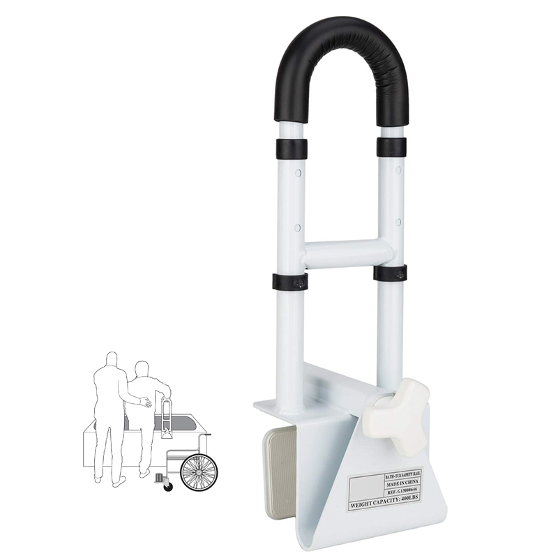 Adjustable Bathtub Grab Bars Steel Clamp on Tub Safety Rail