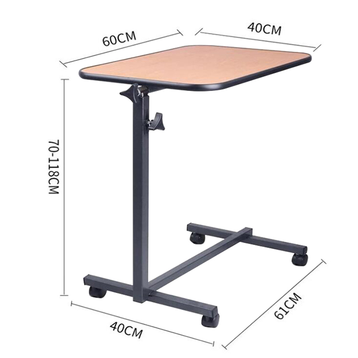 Folding Adjustable Bedside Table Overbed Table with Wheels for Home Use