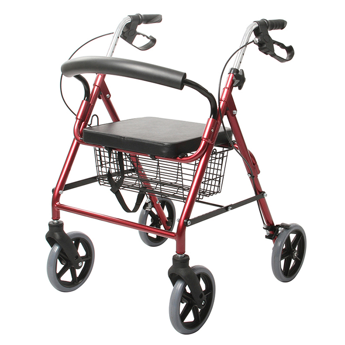 4 Wheel Rollator Adjustable Aluminum Titanium Walker with Seat