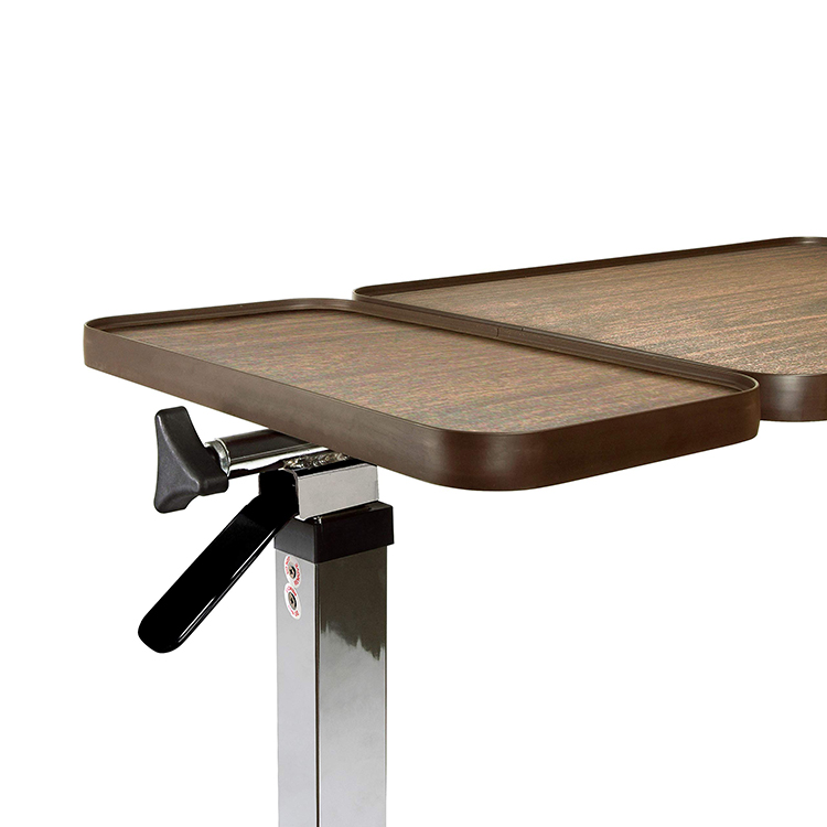 Medical Adjustable Tilt Top Overbed Table Rolling Bed Table with Wheels