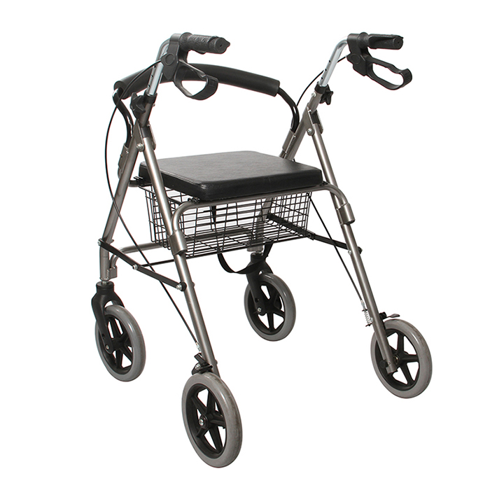 4 Wheel Rollator Adjustable Aluminum Titanium Walker with Seat