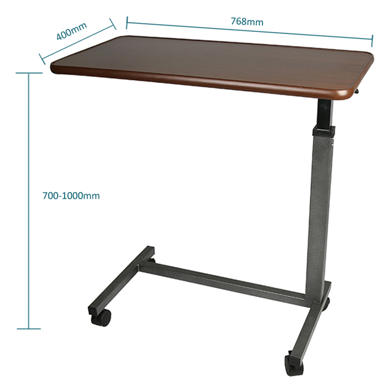 Medical Adjustable Overbed Table Hospital Bedside Over Bed Table with Wheels