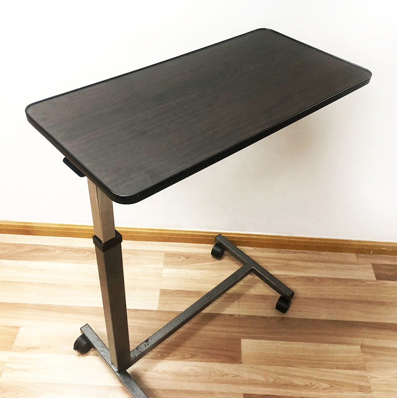 Medical Adjustable Overbed Table Hospital Bedside Over Bed Table with Wheels