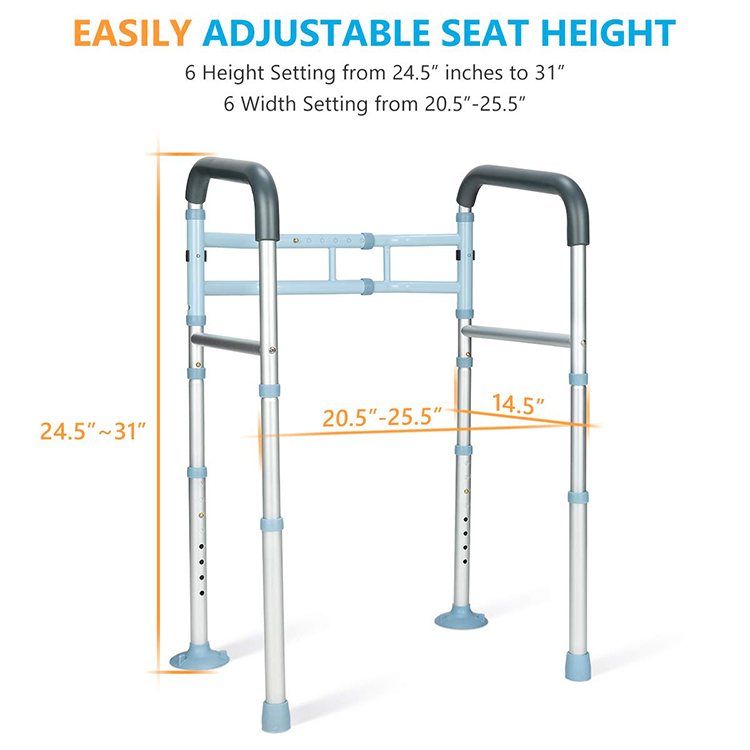 Adjustable Bathroom Safety Frame Rails Handicap Toilet Handrails
