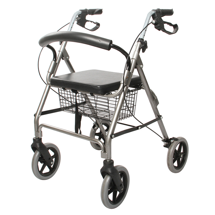 4 Wheel Rollator Adjustable Aluminum Titanium Walker with Seat