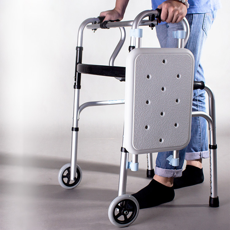 Aluminum Orthopedic Walker with Front Two Wheels and Seat