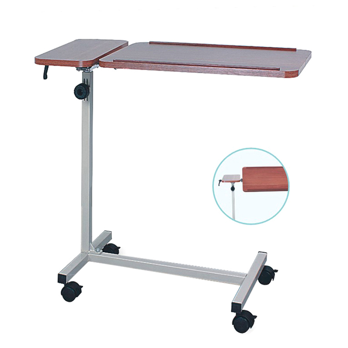 Adjustable Height Tilt Overbed Table Medical Overbed Rotating Table with Castors