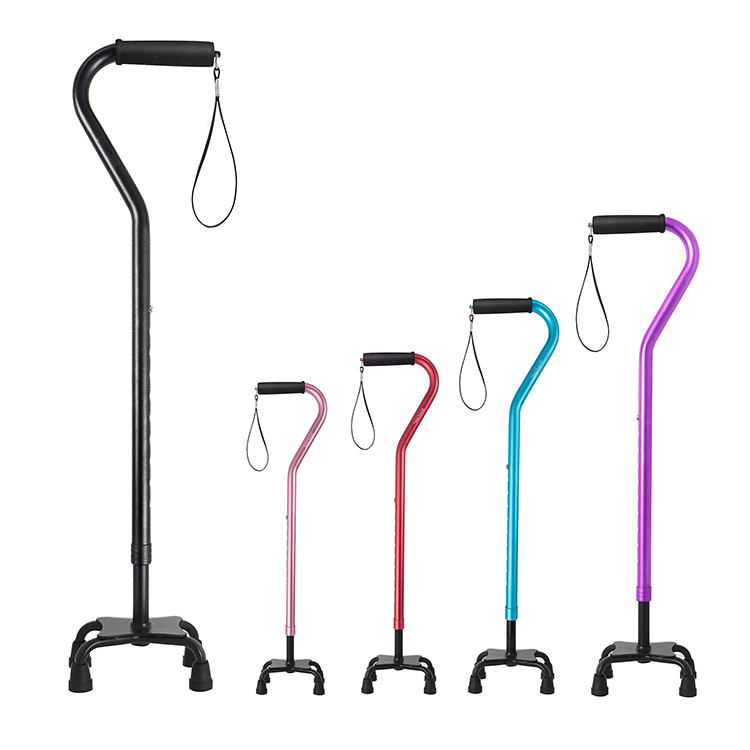 Lightweight Walking Sticks Quad Canes with Offset Handle and 4 Feet