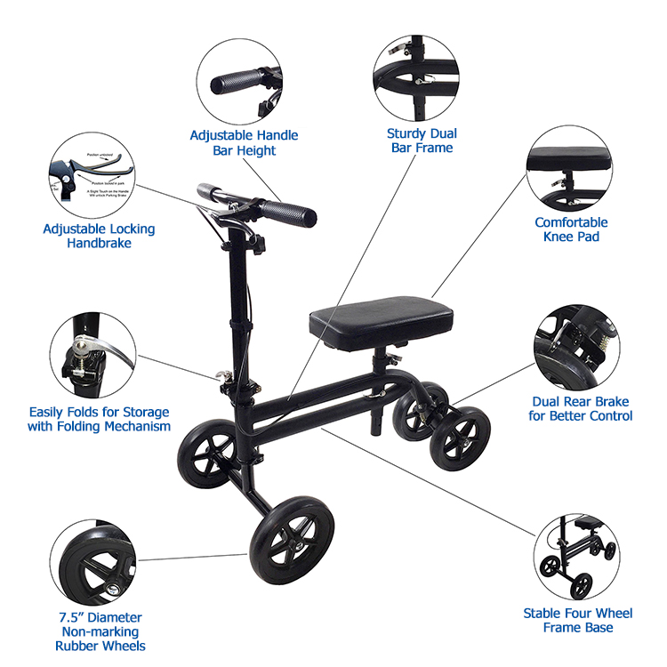 Amazon Knee Walker Steerable Knee Roller Crutches Scooter for Amputee
