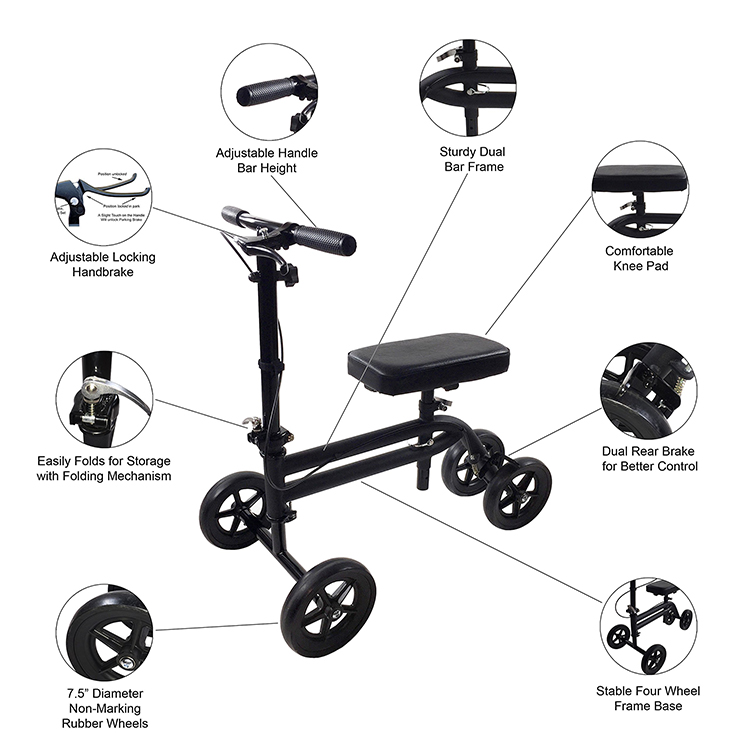 Wheeled Knee Walker Steerable Medical Knee Scooter Crutch Alternative for Sale
