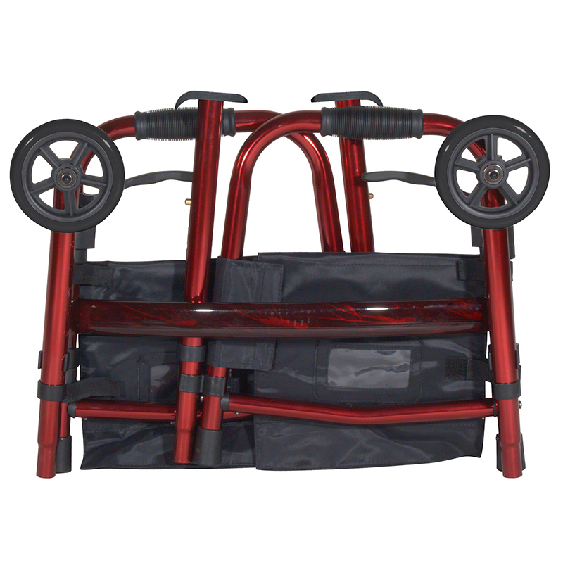 Aluminum Folding Travel Walker with 5-inch Wheels and Fold up Legs