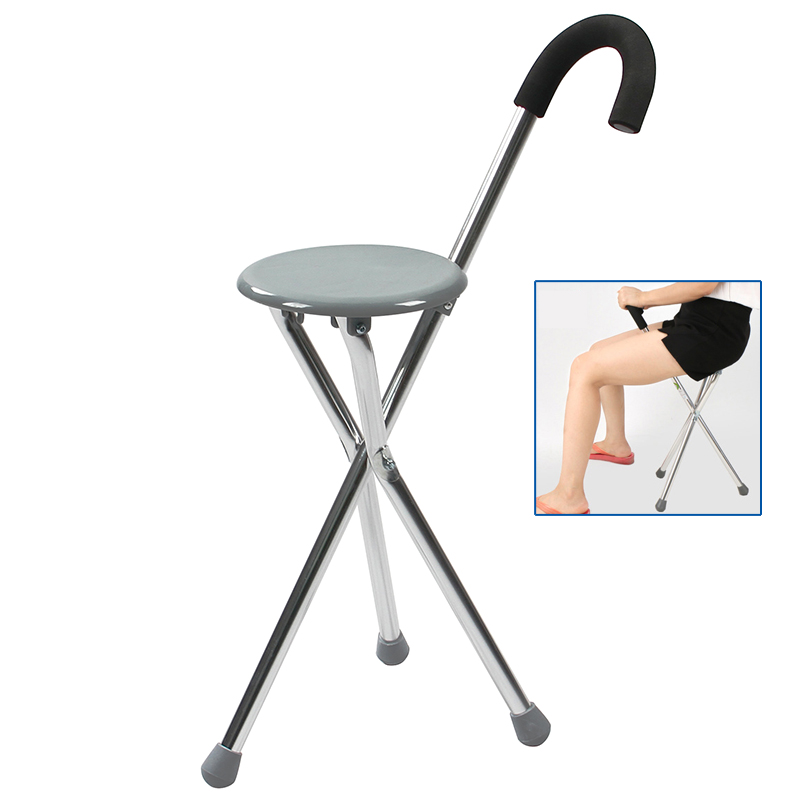 Folding Travel Walking Cane Chair Old People Walking Stick with Seat