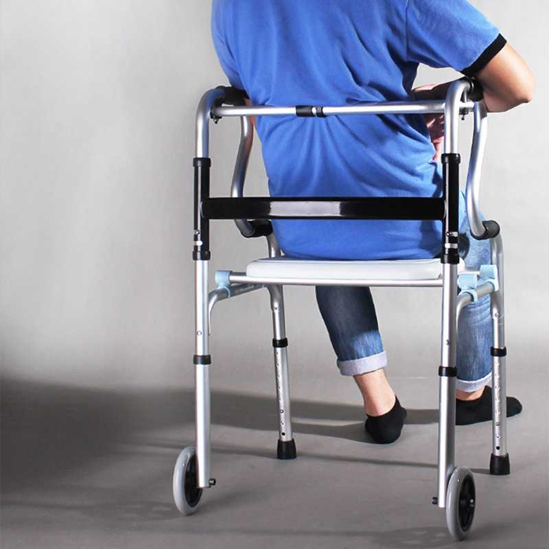 Aluminum Orthopedic Walker with Front Two Wheels and Seat