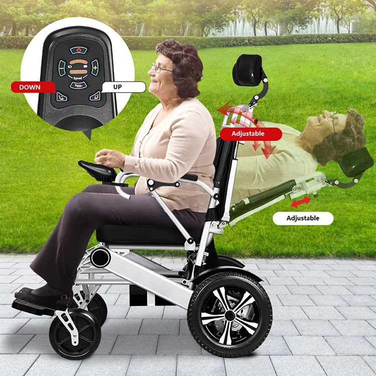 Ultra Lightweight Folding Electric Wheelchair, Lithium Battery 500W Brushless Motor