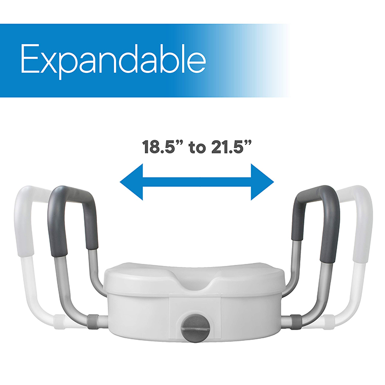 Portable 2 In 1 Elevated Raised Toilet Seat Riser With Arms_Raised