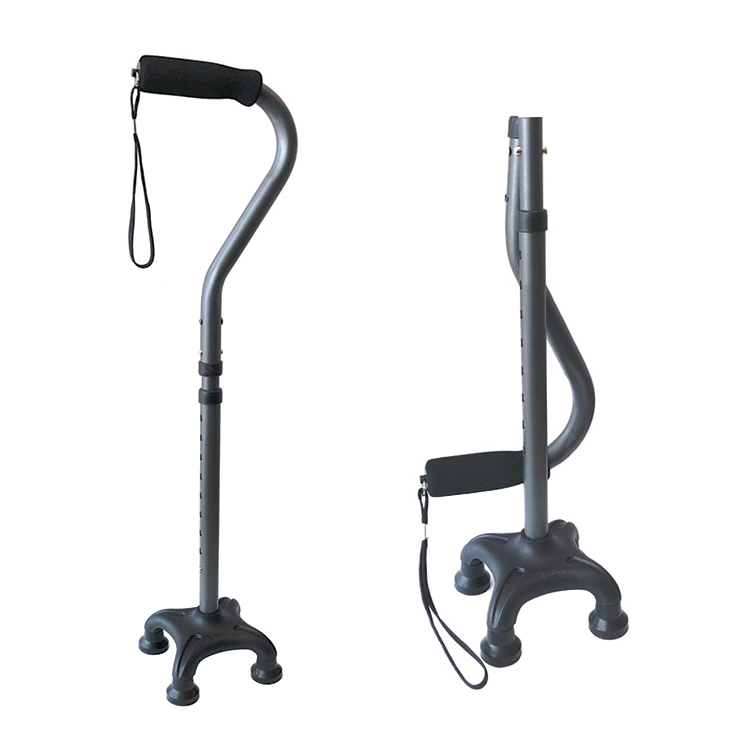 Adjustable Folding Quad Walking Cane for Right and Left Hand Use