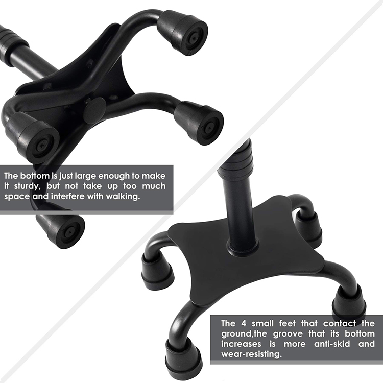 Lightweight Walking Sticks Quad Canes with Offset Handle and 4 Feet