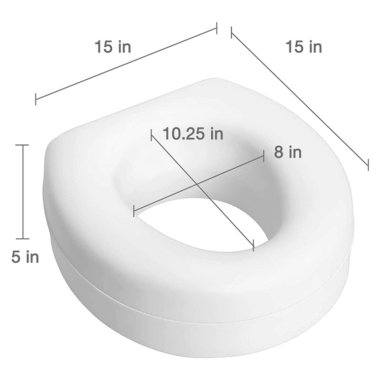 Portable Toilet Seat Riser 5 inch Raised Commode Seat with Slip