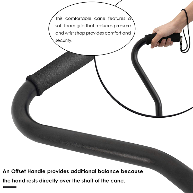 Lightweight Walking Sticks Quad Canes with Offset Handle and 4 Feet