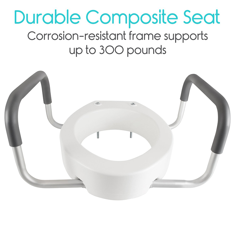 Handicapped High Raised Toilet Seat with Handles for Elderly