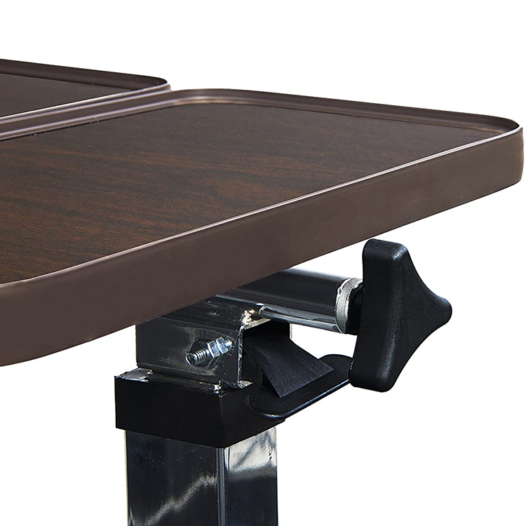 Deluxe Medical Swivel Top Overbed Table One-Touch Tiltable Bed Table with Wheels