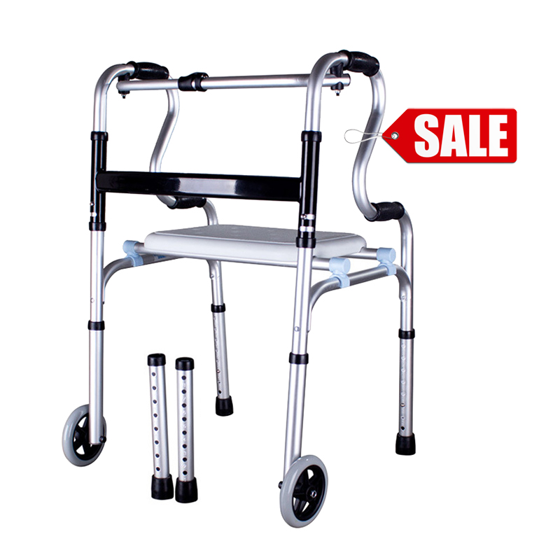 Aluminum Orthopedic Walker with Front Two Wheels and Seat