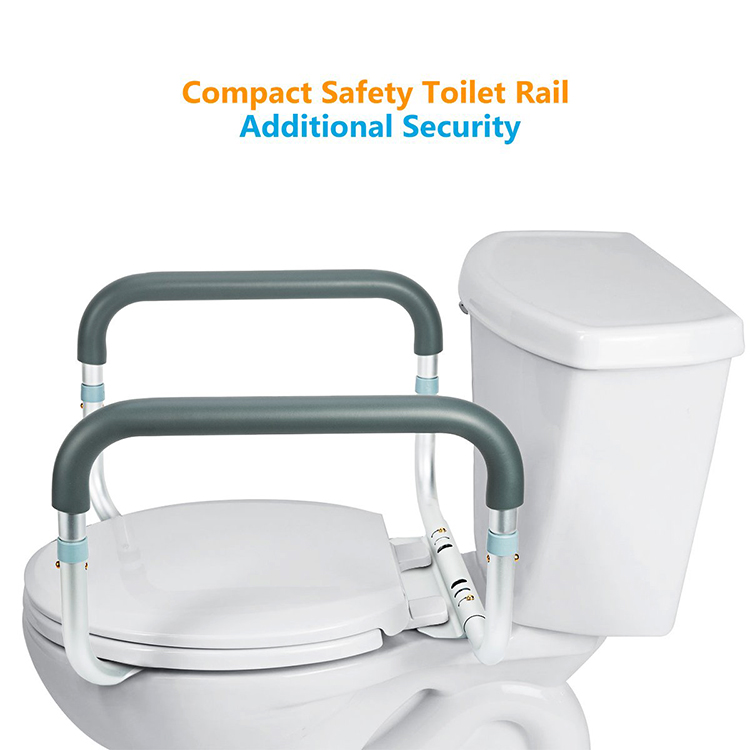 Adjustable Toilet Seat Rails Compact Safety Support Frame with HandRails