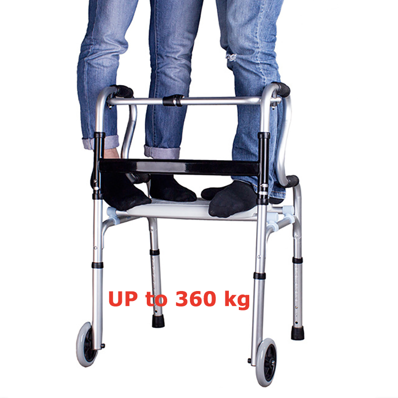 Aluminum Orthopedic Walker with Front Two Wheels and Seat