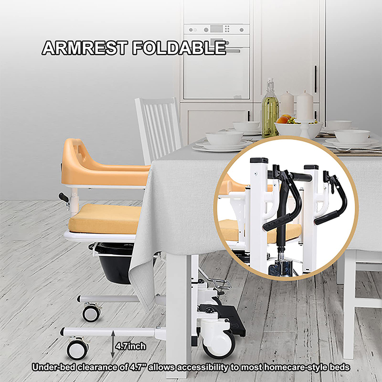 Hydraulic Patient Lifting Transfer Chair with Toilet Adjustable Seat Shower Chair