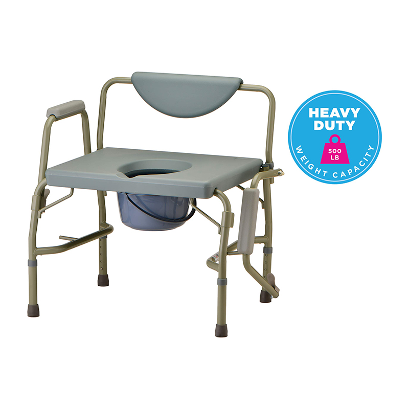 Bariatric Drop Arm Commode 3 in 1 Adjustable Bedside Toilet Chair