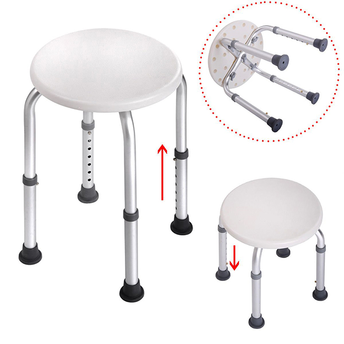 Height Adjustable Round Shower Stool Bath Chair for Bathtub