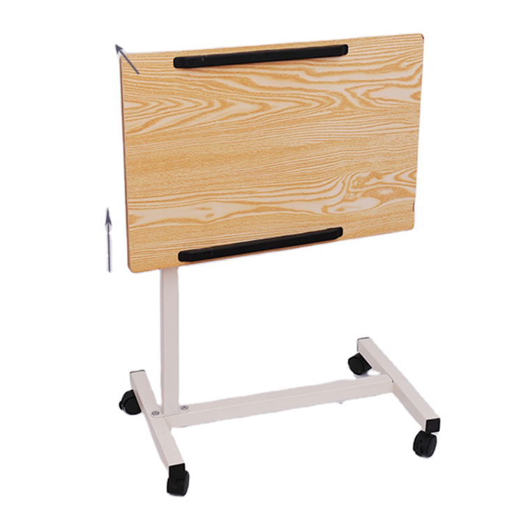 Folding Adjustable Tilt Overbed Table Hospital Side Table with Wheels