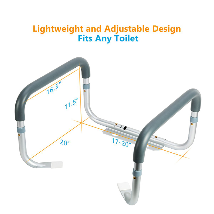 Adjustable Toilet Seat Rails Compact Safety Support Frame with HandRails
