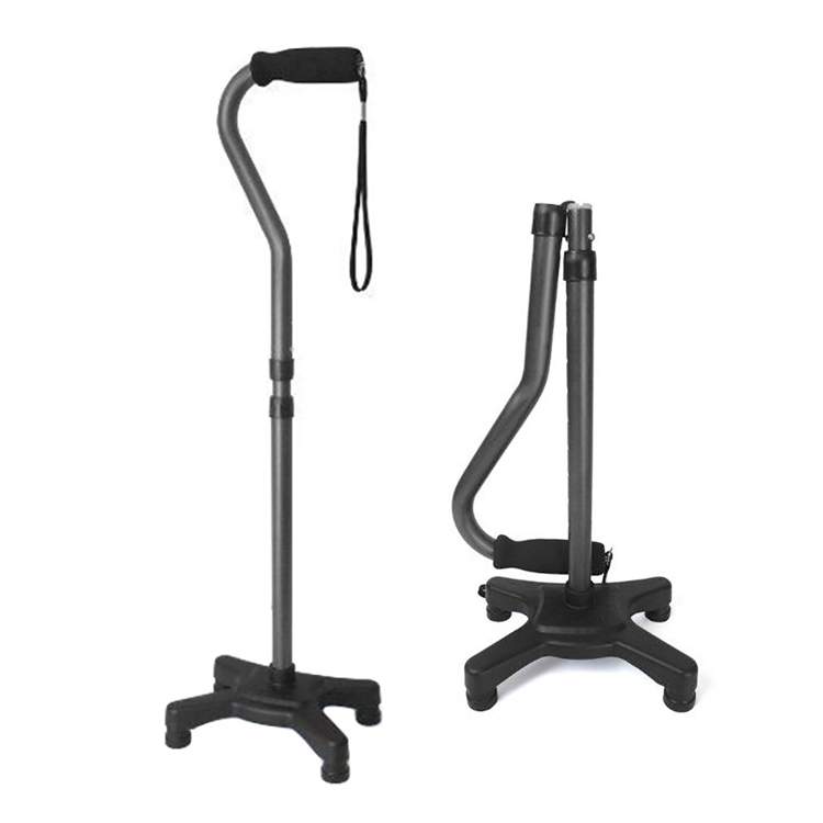 Adjustable Folding Quad Walking Cane for Right and Left Hand Use