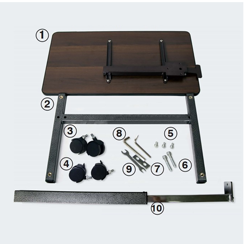 Medical Adjustable Overbed Table Hospital Bedside Over Bed Table with Wheels