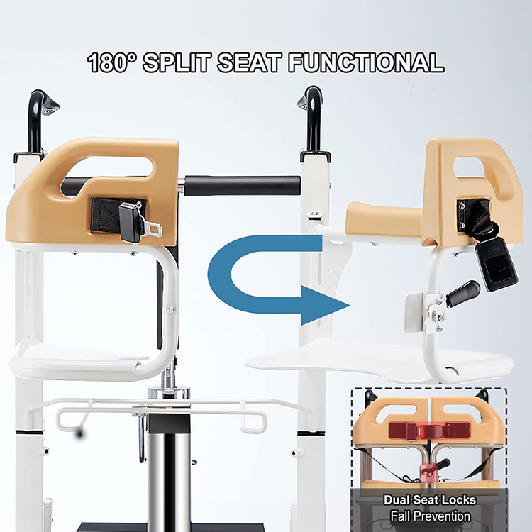 Hydraulic Patient Lifting Transfer Chair with Toilet Adjustable Seat Shower Chair