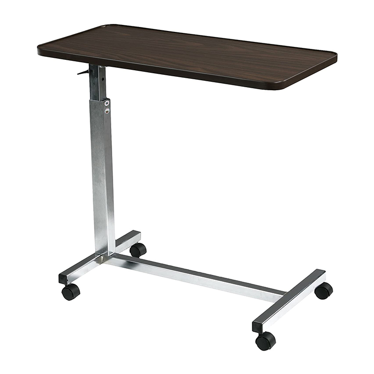 Height Adjustable Bed Table Non Tilt Top Overbed Bedside Table With Wheels