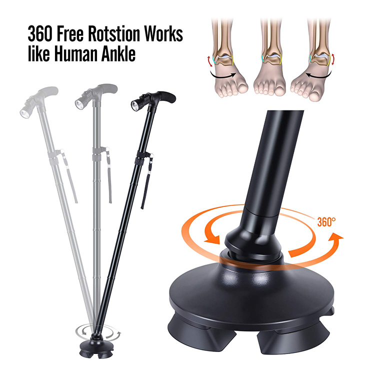 Adjustable Aluminum Foldable Walking Canes with LED Light