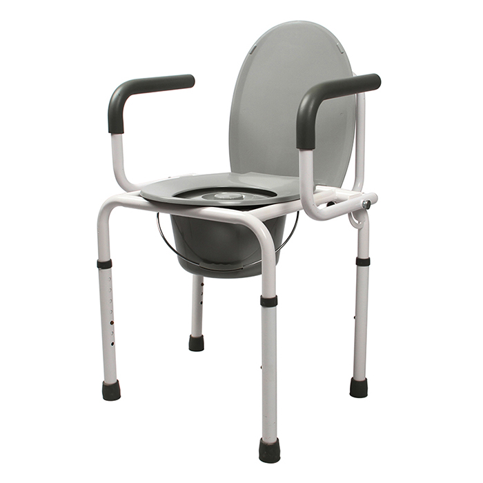 Steel Drop Arm Commode Chair Easy Transfers Bedside Toilet Chair