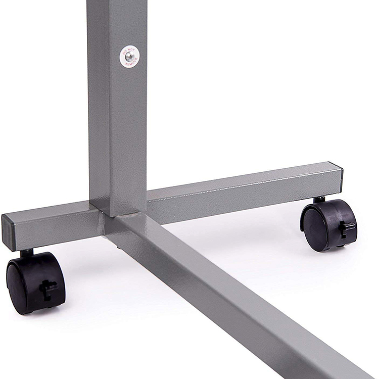 Adjustable Wooden Hospital Bed Tray Table Overbed Table with Swivel Wheels