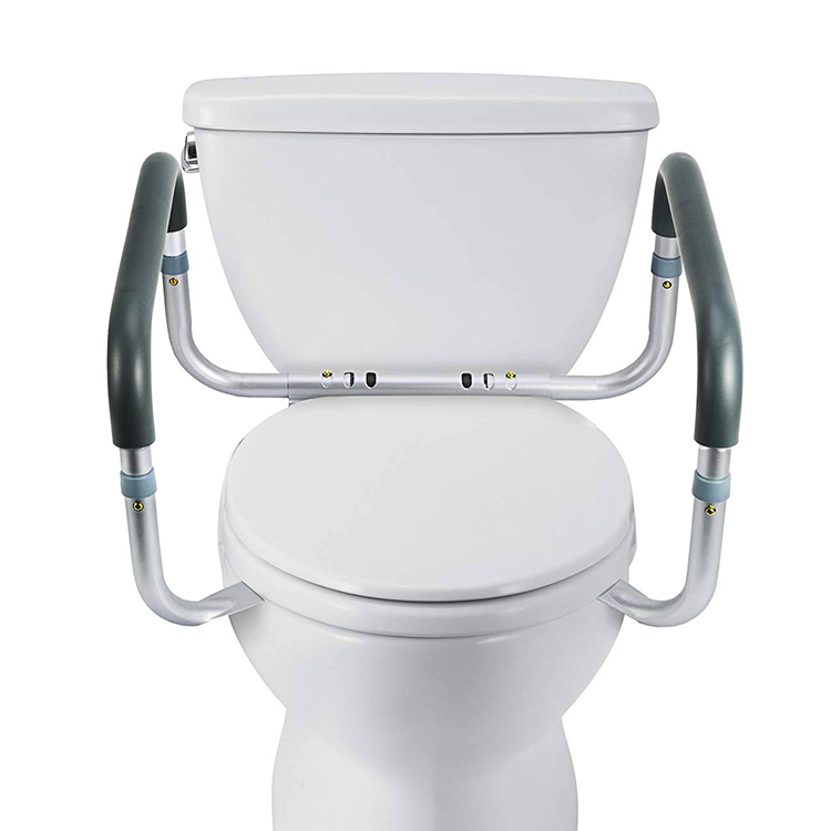 Adjustable Toilet Seat Rails Compact Safety Support Frame with HandRails