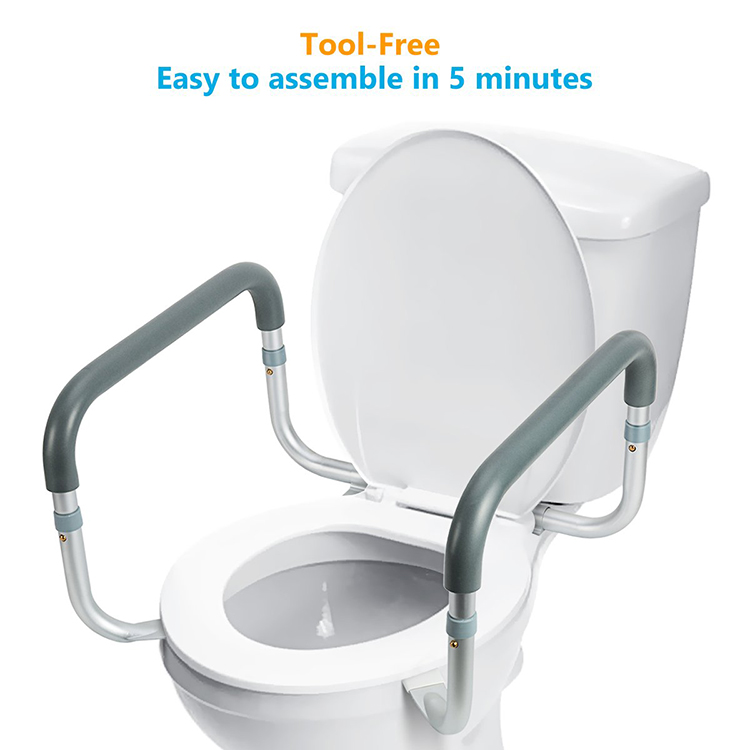 Adjustable Toilet Seat Rails Compact Safety Support Frame with HandRails