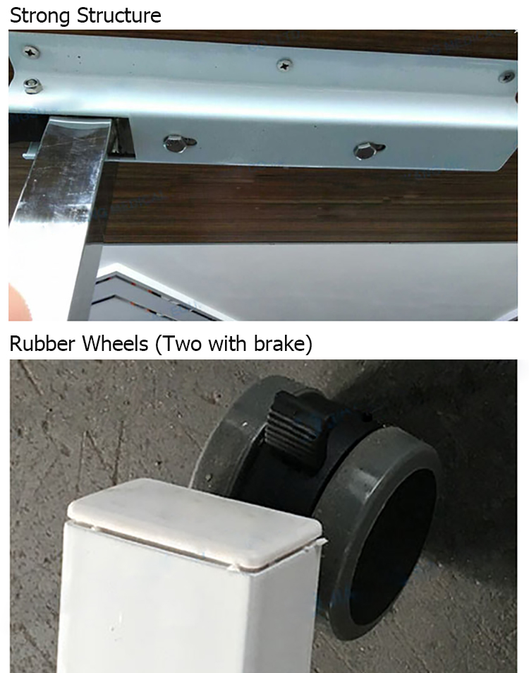 Adjustable Rolling Hospital Overbed Table with Wheels, Bedside Tray Table