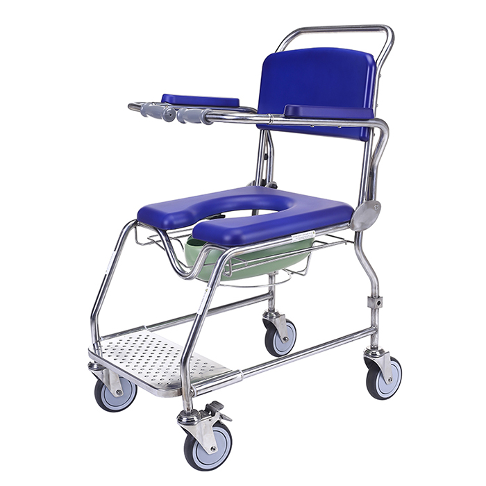 Shower Commode Chair Stainless Steel Bedside Toilet Chair