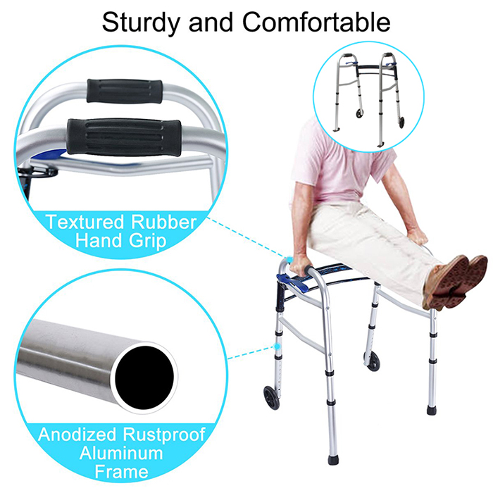 Compact Walker Trigger Release Folding Walkers with Wheels