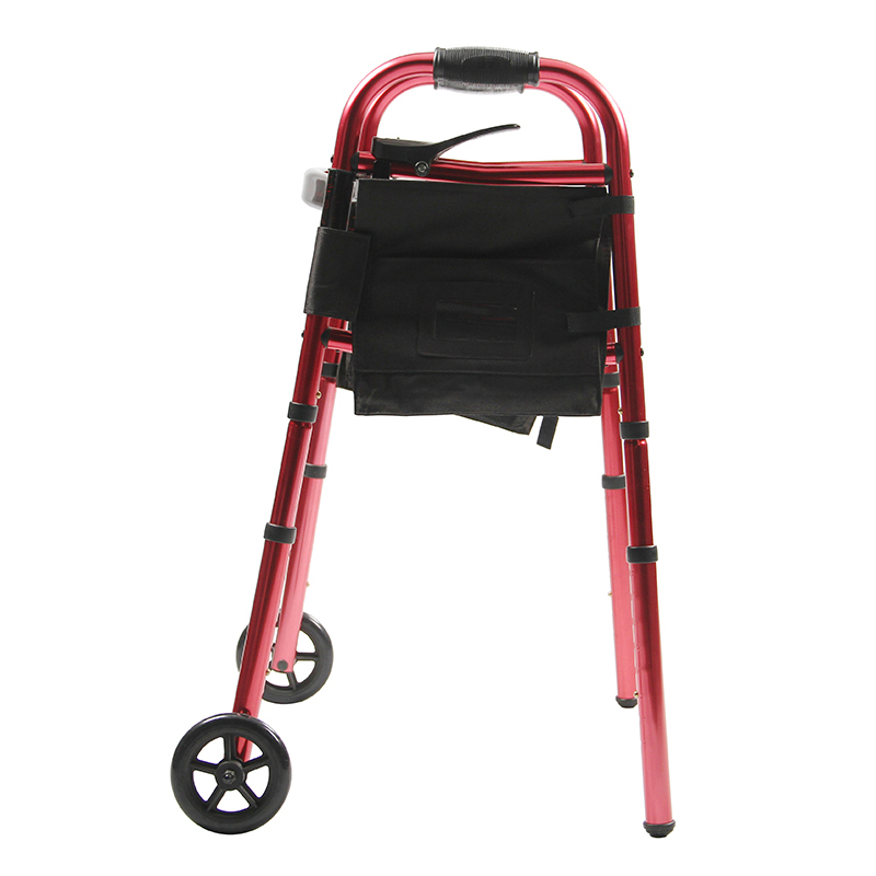 Aluminum Folding Travel Walker with 5-inch Wheels and Fold up Legs