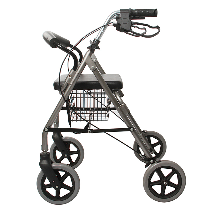 4 Wheel Rollator Adjustable Aluminum Titanium Walker with Seat