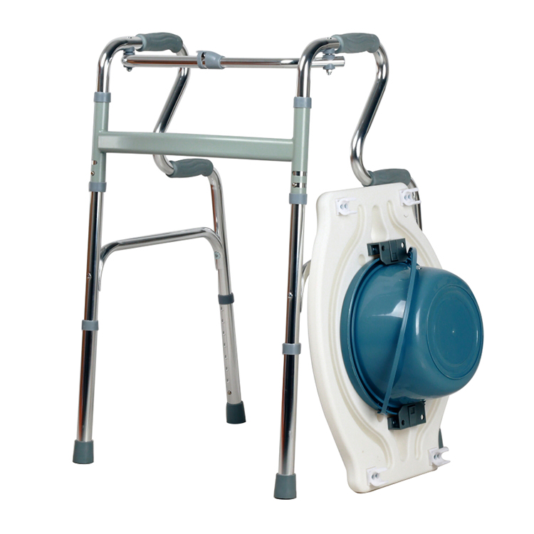 5-in-1 Adjustable Height Walker with Seat Travel Commode Shower Chair for Elderly