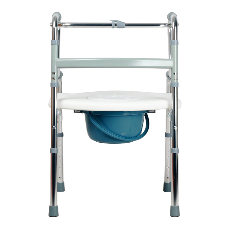 5-in-1 Adjustable Height Walker with Seat Travel Commode Shower Chair for Elderly