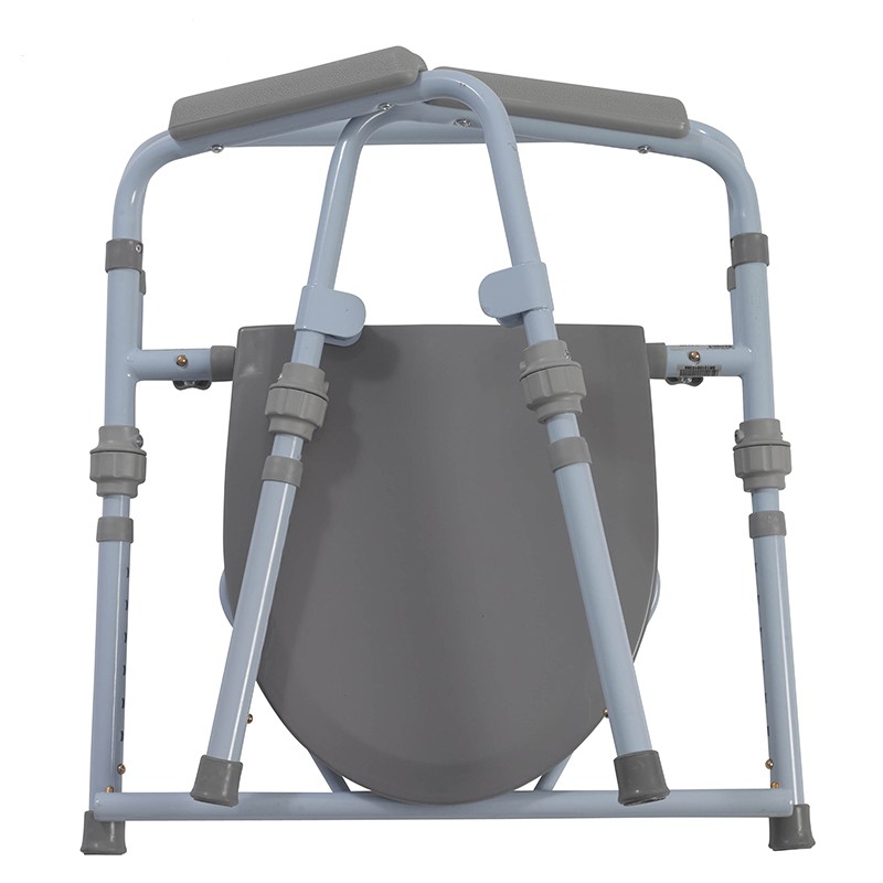 Folding Steel Commode Chair Bedside Toilet Chair for Disabled